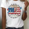 Best Dear-Lover USA Flag Slogan Graphic T-shirt White