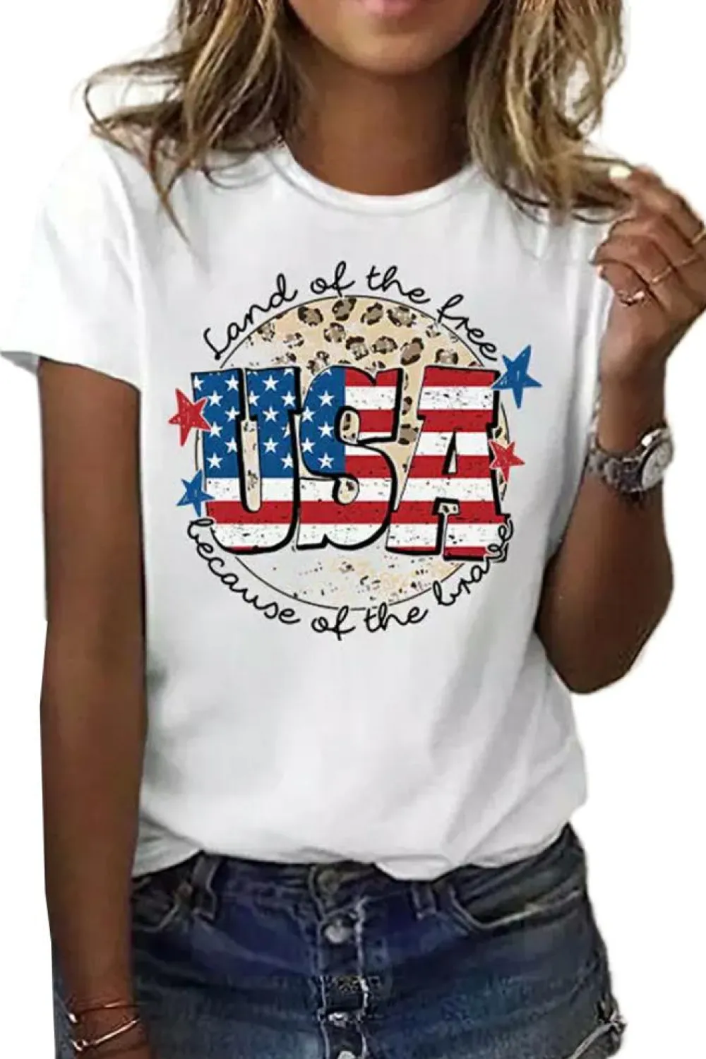 Best Dear-Lover USA Flag Slogan Graphic T-shirt White