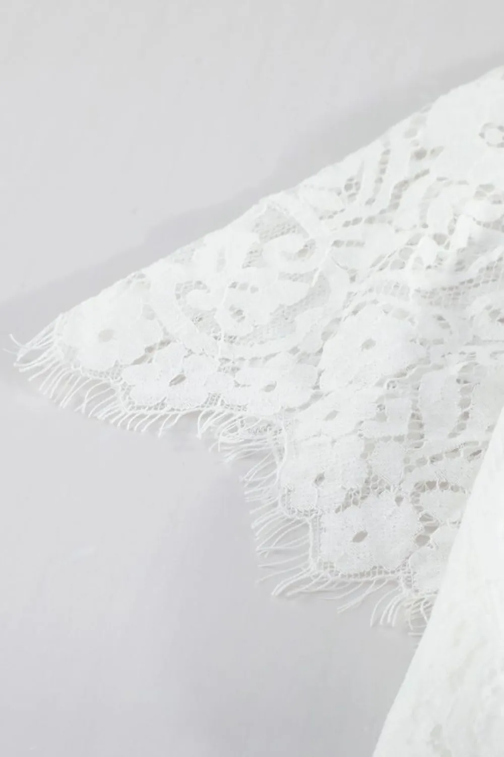 Fashion Dear-Lover V Neck High Waist Lace Maxi Dress White
