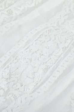 Fashion Dear-Lover V Neck High Waist Lace Maxi Dress White