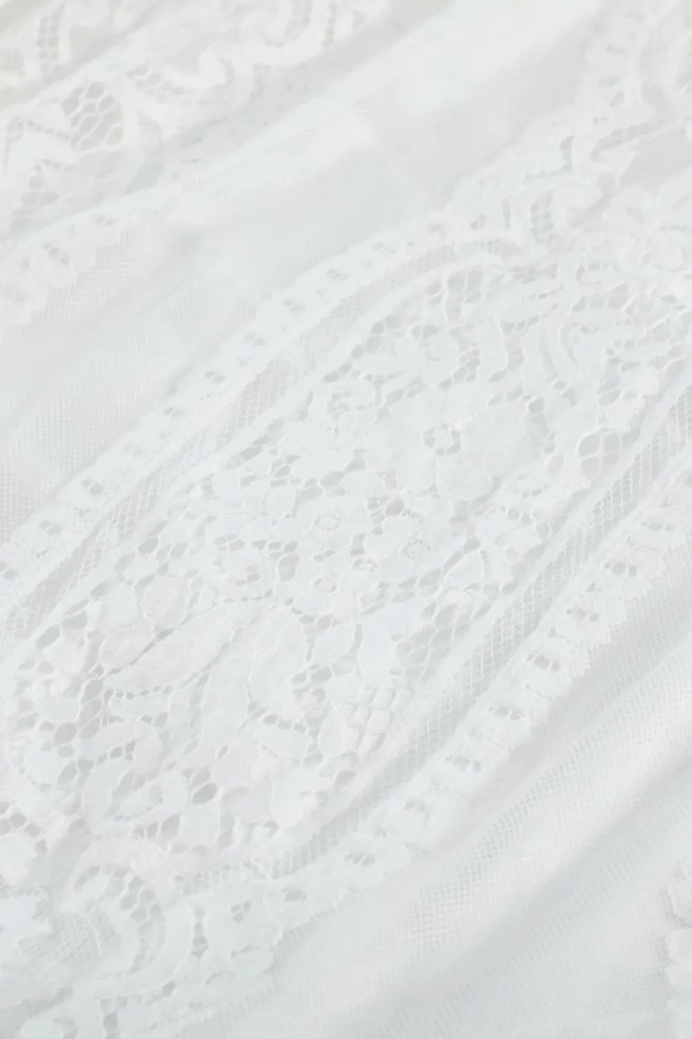 Fashion Dear-Lover V Neck High Waist Lace Maxi Dress White