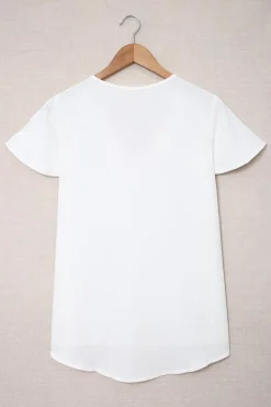 Hot Dear-Lover V Neck Short Sleeve Tee White