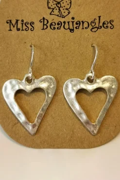 Clearance Dear-Lover Valentine Hollowed Heart Shape Earrings White