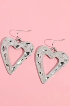 Clearance Dear-Lover Valentine Hollowed Heart Shape Earrings White