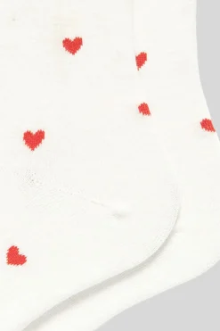 Fashion Dear-Lover Valentines Heart Pattern Crew Socks White