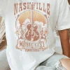 Fashion Dear-Lover Vintage NASHVILLE Music City Crewneck Graphic T Shirt White