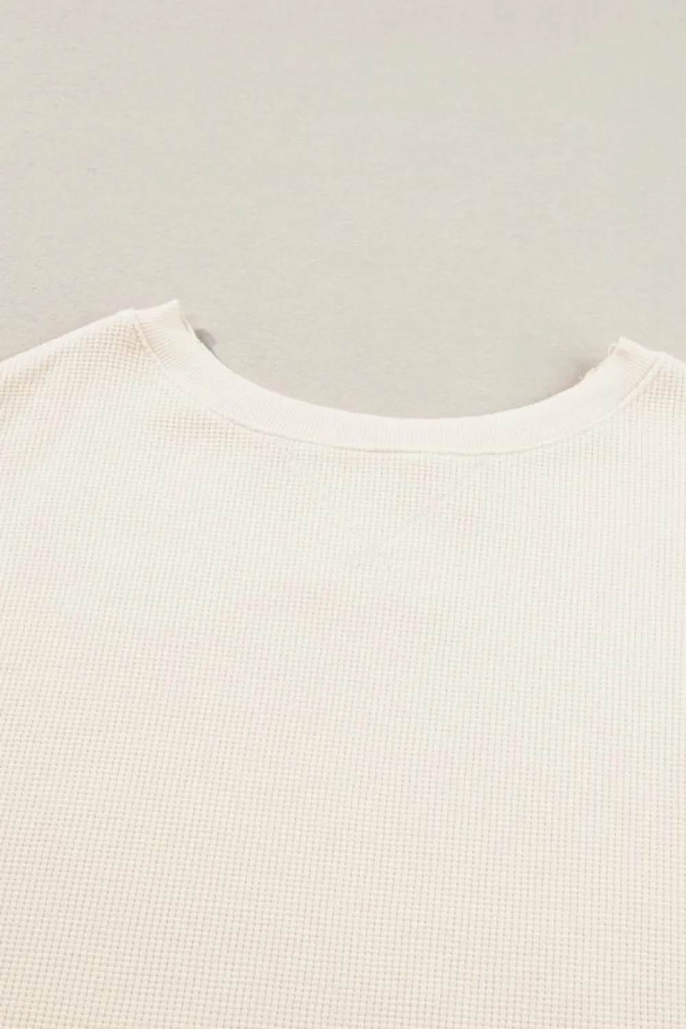 Discount Dear-Lover Waffle knit Bishop Sleeve Split Oversized Top White
