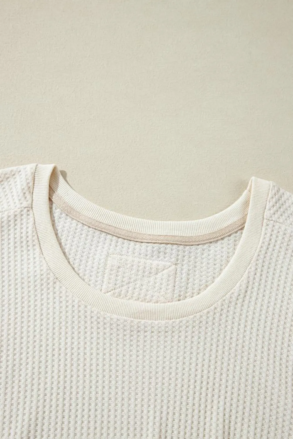 Online Dear-Lover Waffle Knit Exposed Seam V Neck Oversized Top White
