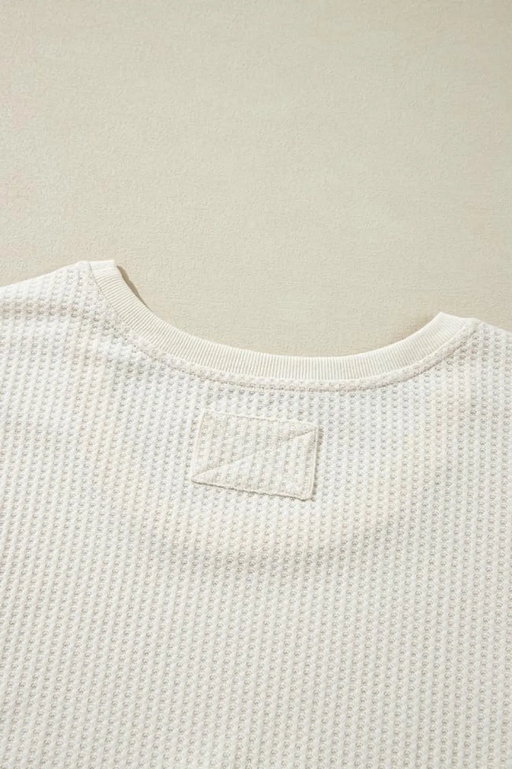 Online Dear-Lover Waffle Knit Exposed Seam V Neck Oversized Top White