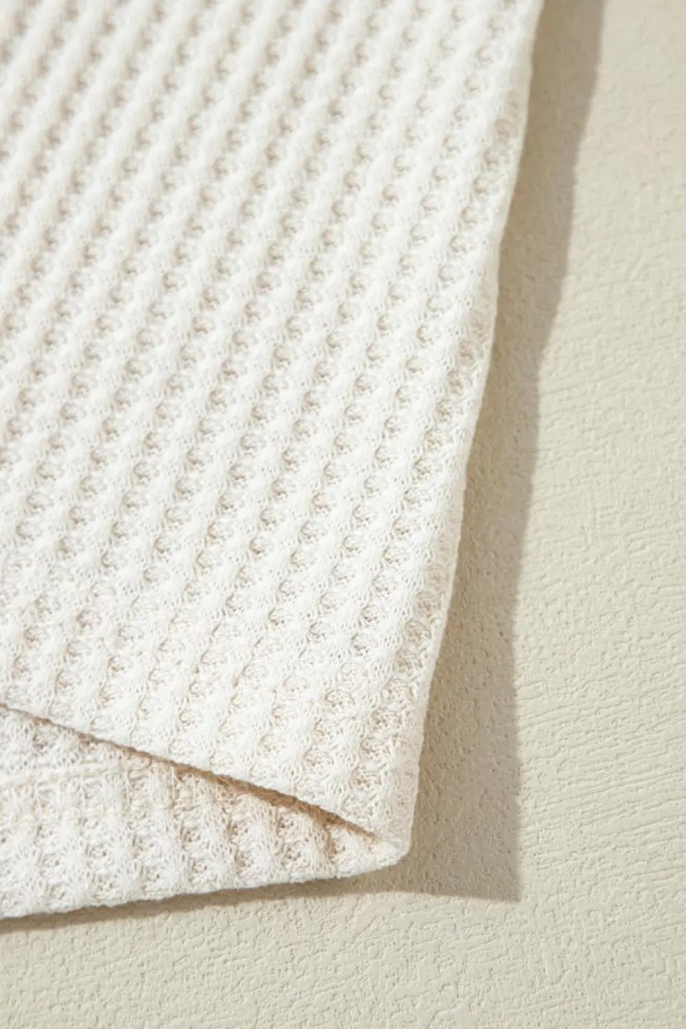 Online Dear-Lover Waffle Knit Exposed Seam V Neck Oversized Top White