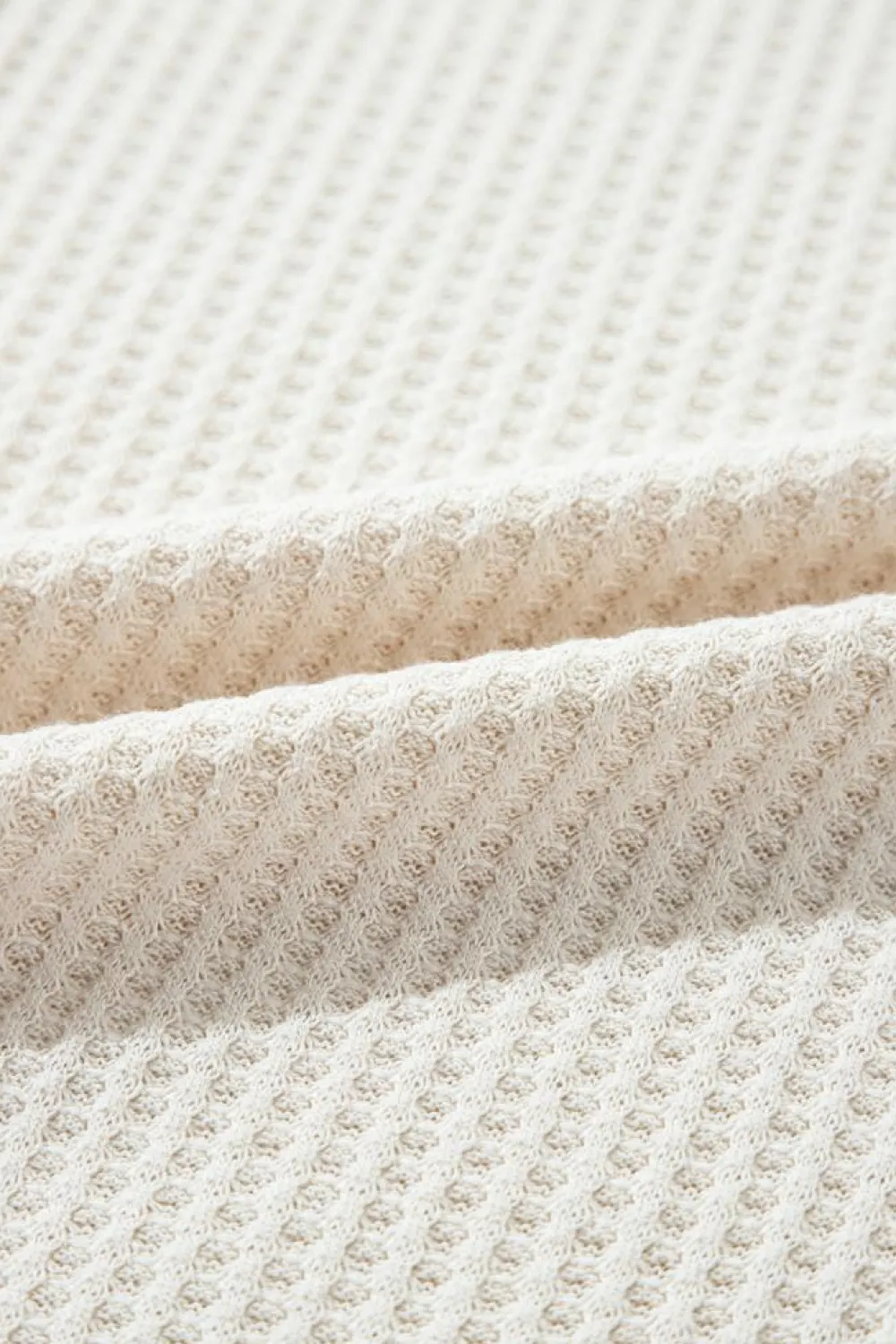 Online Dear-Lover Waffle Knit Exposed Seam V Neck Oversized Top White