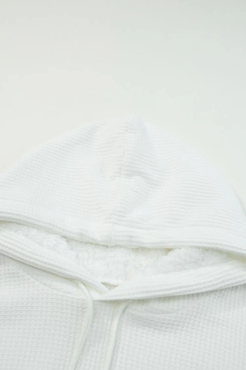 Discount Dear-Lover Waffle Patch Plaid Sleeve Kangaroo Pocket Hoodie White