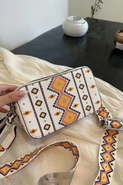 Outlet Dear-Lover Western Aztec Print PU Leather Square Single Shoulder Bag White