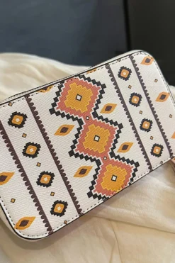 Outlet Dear-Lover Western Aztec Print PU Leather Square Single Shoulder Bag White