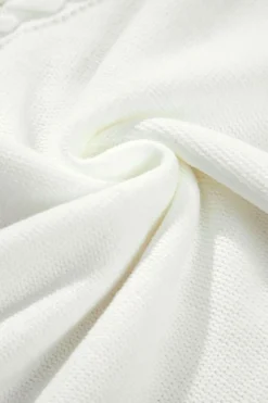 New Dear-Lover Woven Tasseled Sleeveless Mock Neck Sweater Vest White