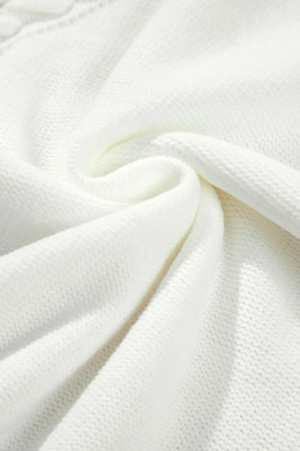 New Dear-Lover Woven Tasseled Sleeveless Mock Neck Sweater Vest White
