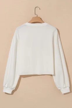 New Dear-Lover XOXO Chenille Letter Graphic Valentine Pullover Sweatshirt White