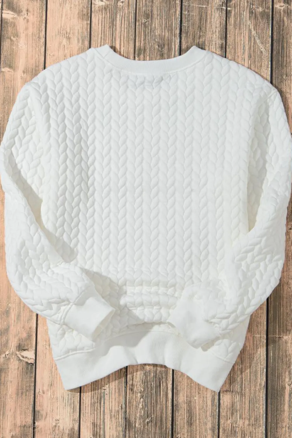 Hot Dear-Lover XOXO Glitter Chenille Cable Knit Pullover Sweatshirt White
