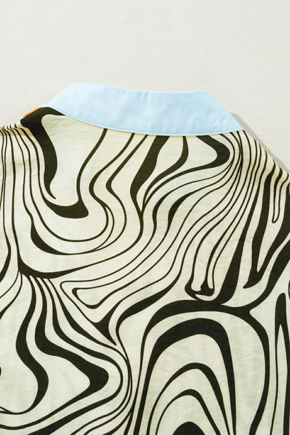 Sale Dear-Lover Zebra Stripe Print Contrast V-Neck Ricrac Detail Short Sleeve Blouse Top White