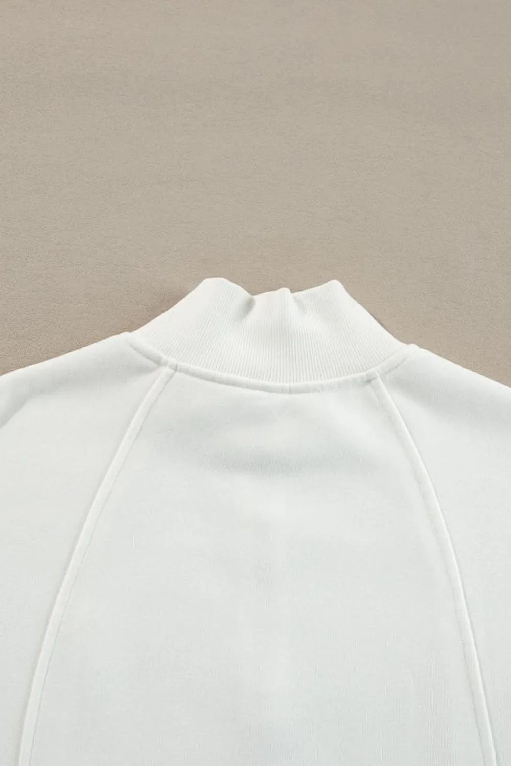 Online Dear-Lover Zipped Neck Pullover Drop Shoulder Sweatshirt White