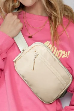 Fashion Dear-Lover Wide Belt Zipped Square Crossbody Bag White