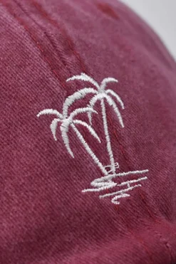Sale Dear-Lover Coconut Tree Embroidered Mineral Wash Adjustable Baseball Cap Wild Ginger