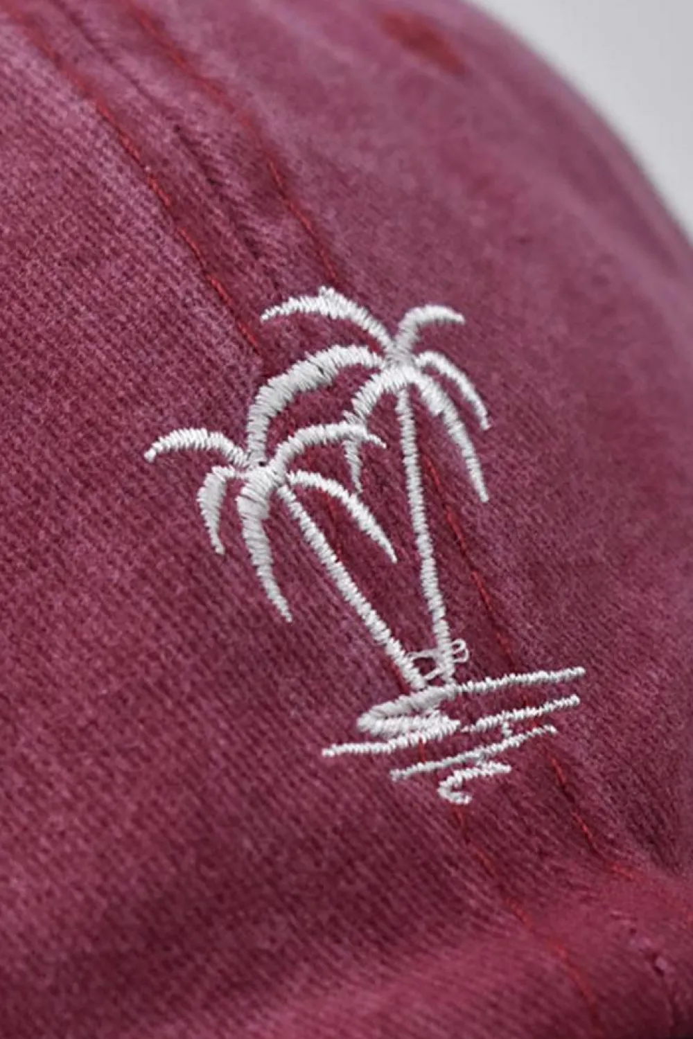 Sale Dear-Lover Coconut Tree Embroidered Mineral Wash Adjustable Baseball Cap Wild Ginger