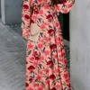 Sale Dear-Lover Wild Lotus Ruffle Tiered Maxi Dress Fiery Red