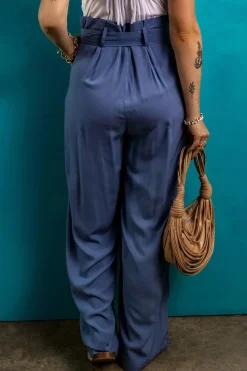 Outlet Dear-Lover Belted Frilly Waist Wide Leg Loose Pants Wild Wind