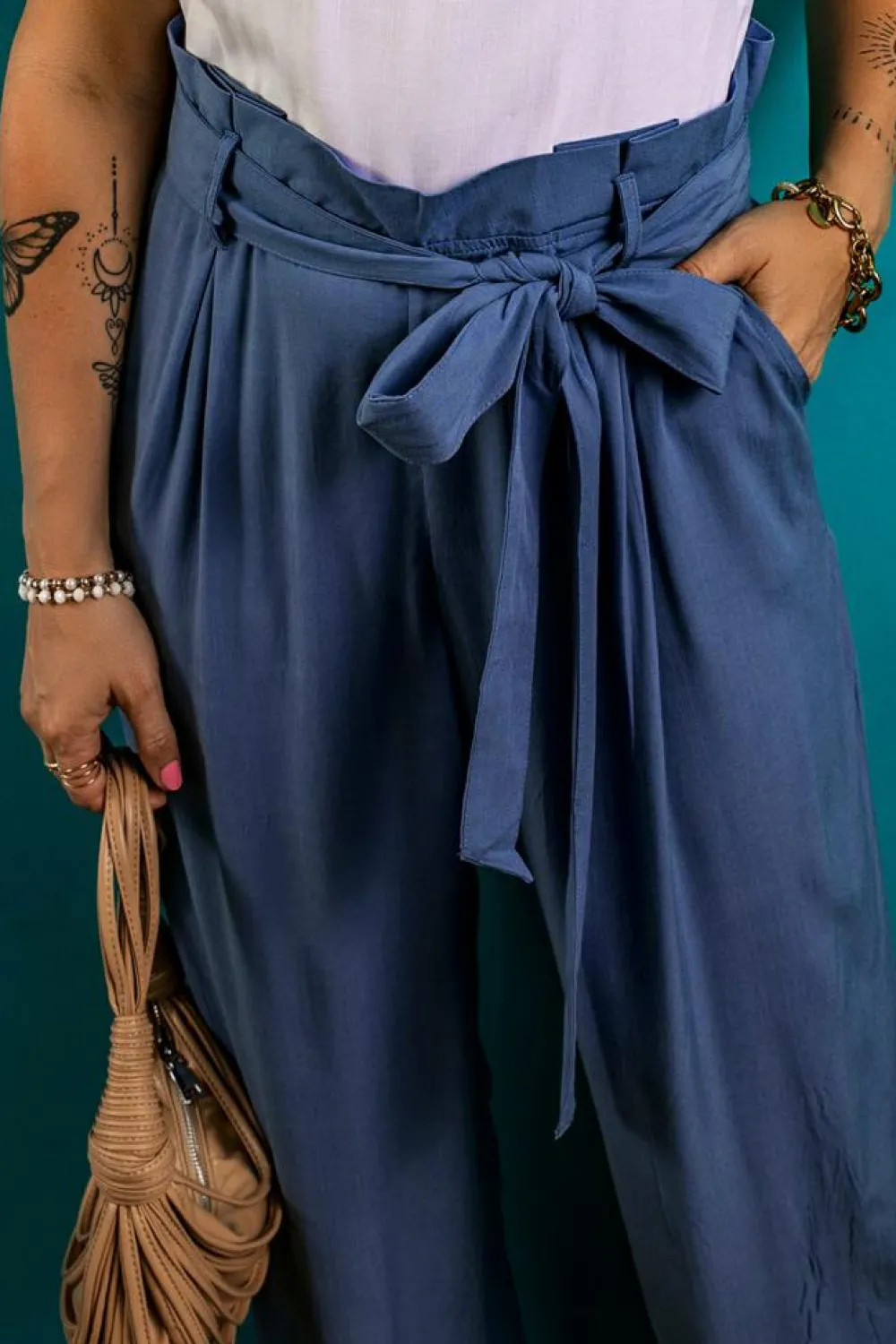 Outlet Dear-Lover Belted Frilly Waist Wide Leg Loose Pants Wild Wind