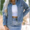 Best Dear-Lover Washed Oversize Pocketed Denim Jacket Wild Wind