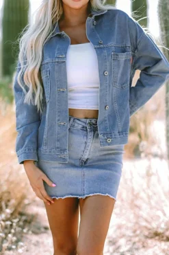 Best Dear-Lover Washed Oversize Pocketed Denim Jacket Wild Wind