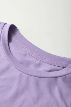 Discount Dear-Lover Casual Plain Crew Neck Tee Wisteria