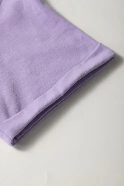 Discount Dear-Lover Casual Plain Crew Neck Tee Wisteria
