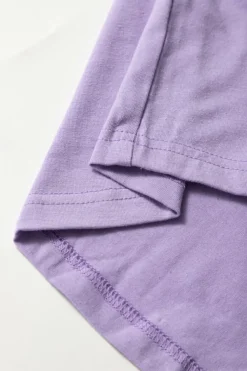 Discount Dear-Lover Casual Plain Crew Neck Tee Wisteria