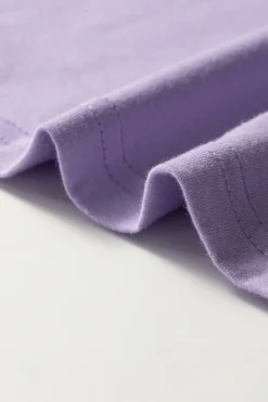 Discount Dear-Lover Casual Plain Crew Neck Tee Wisteria