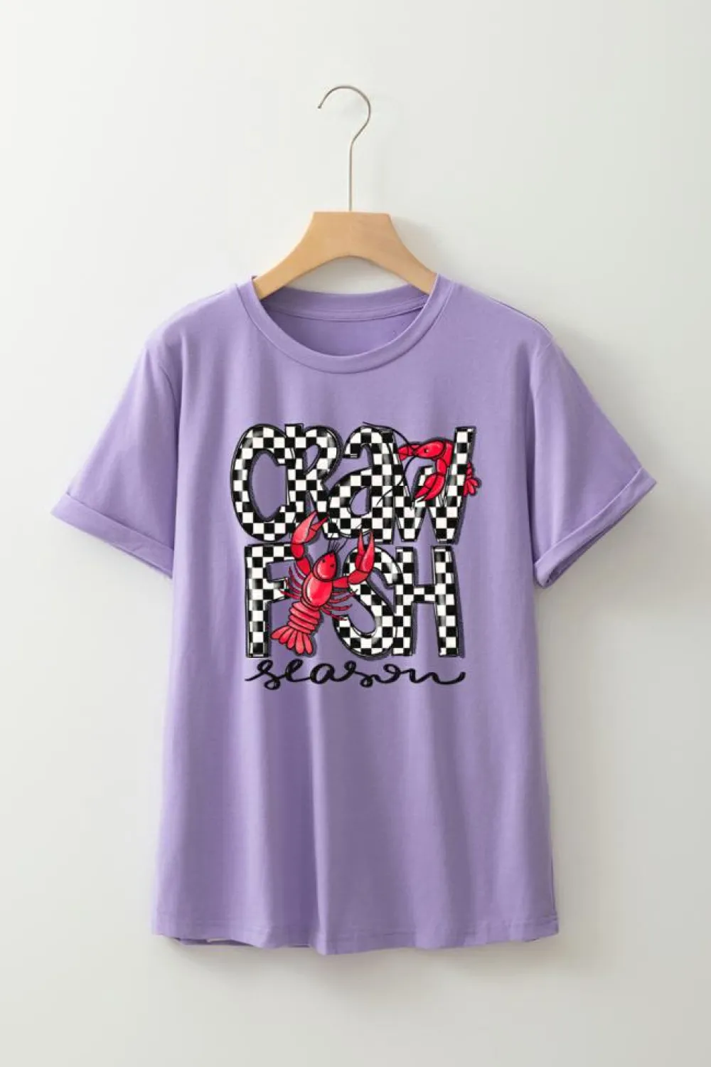 New Dear-Lover Craw Fish Season Graphic Short Sleeve Top Wisteria