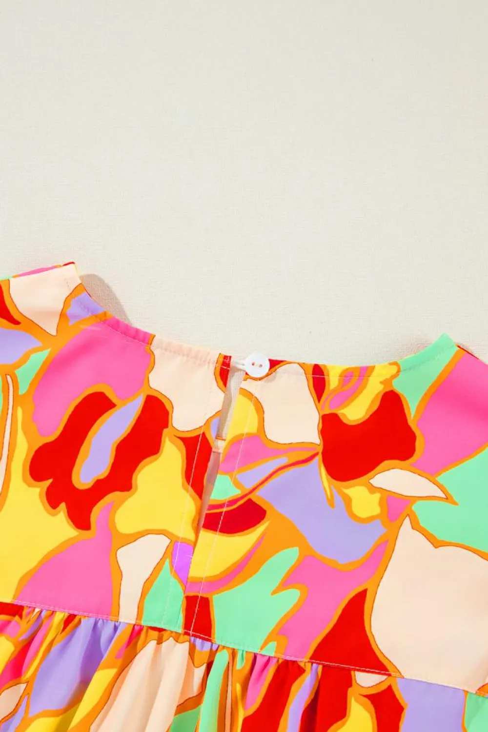 Hot Dear-Lover Abstract Print Puff Sleeve Blouse Yellow