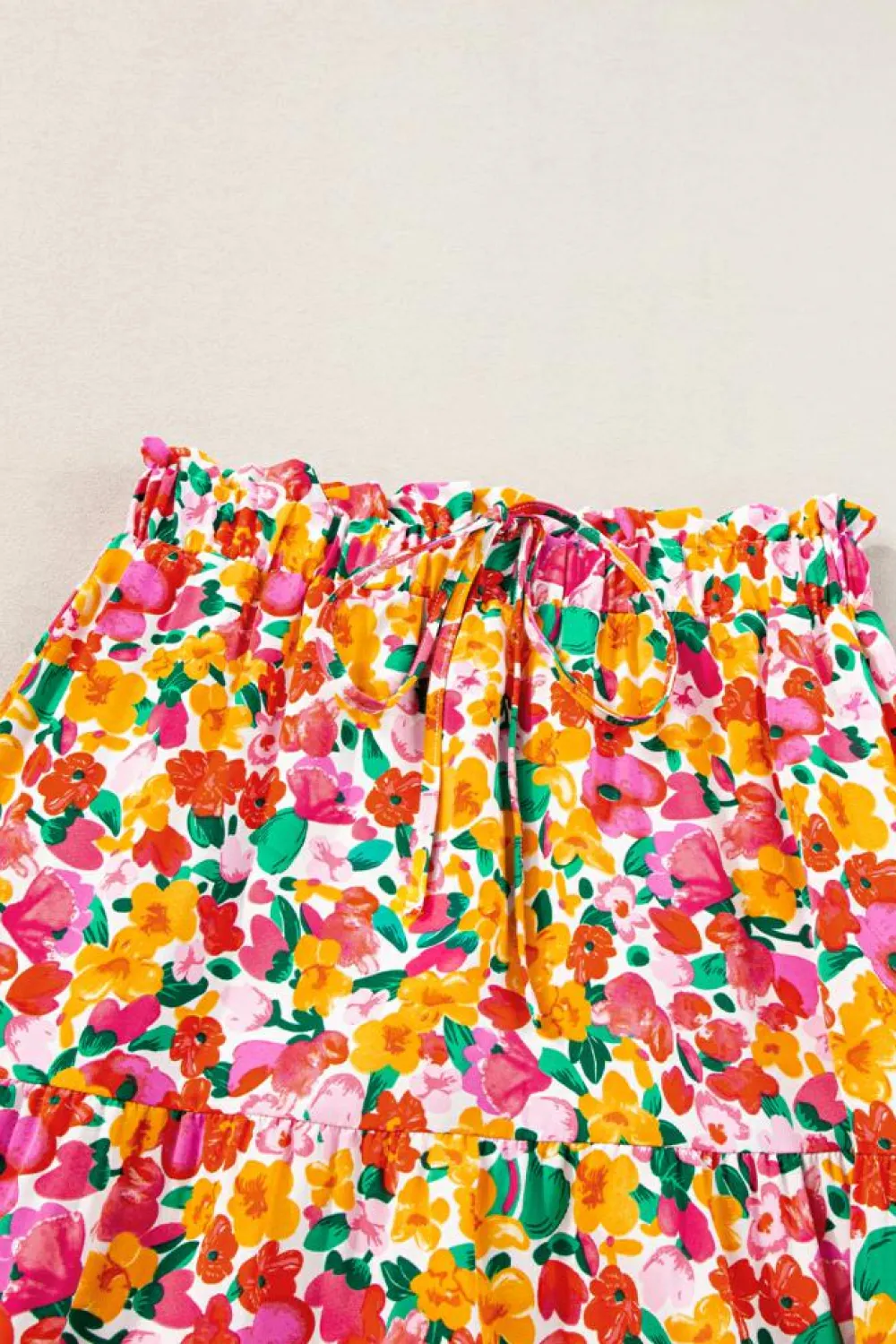 Clearance Dear-Lover Boho Floral Print Tiered Long Skirt Yellow