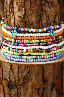 Fashion Dear-Lover Flower Random Color Multi Layered Beaded Anklet Set Yellow