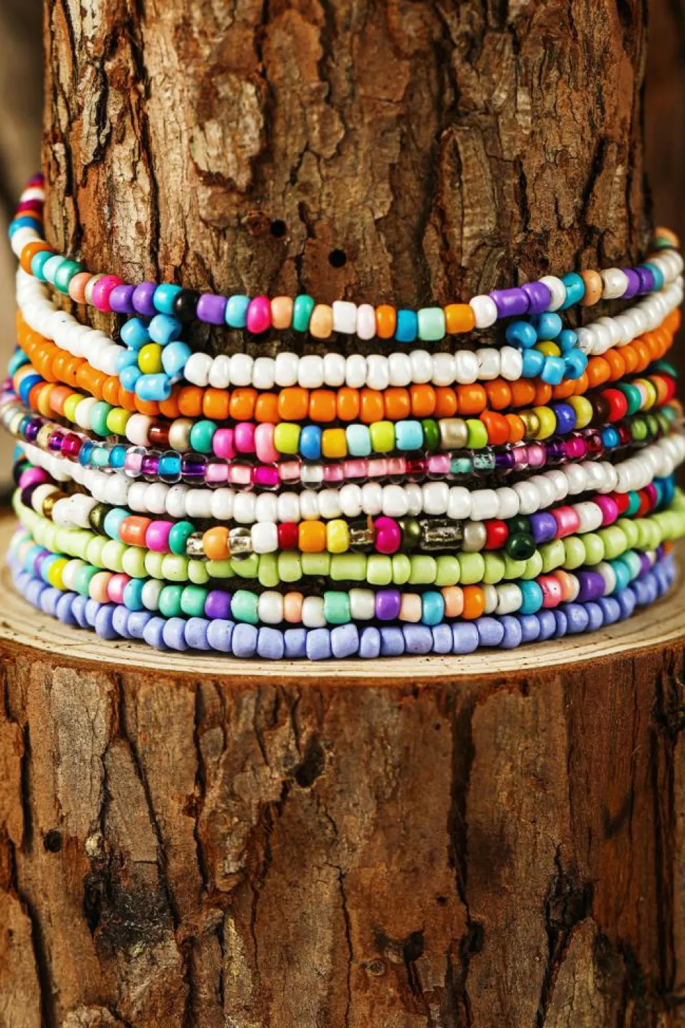 Fashion Dear-Lover Flower Random Color Multi Layered Beaded Anklet Set Yellow
