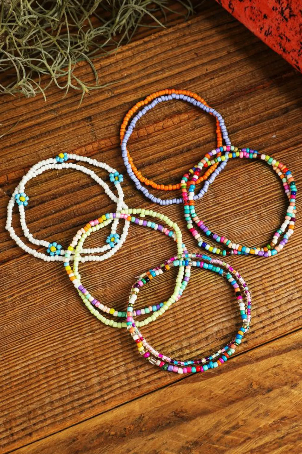 Fashion Dear-Lover Flower Random Color Multi Layered Beaded Anklet Set Yellow