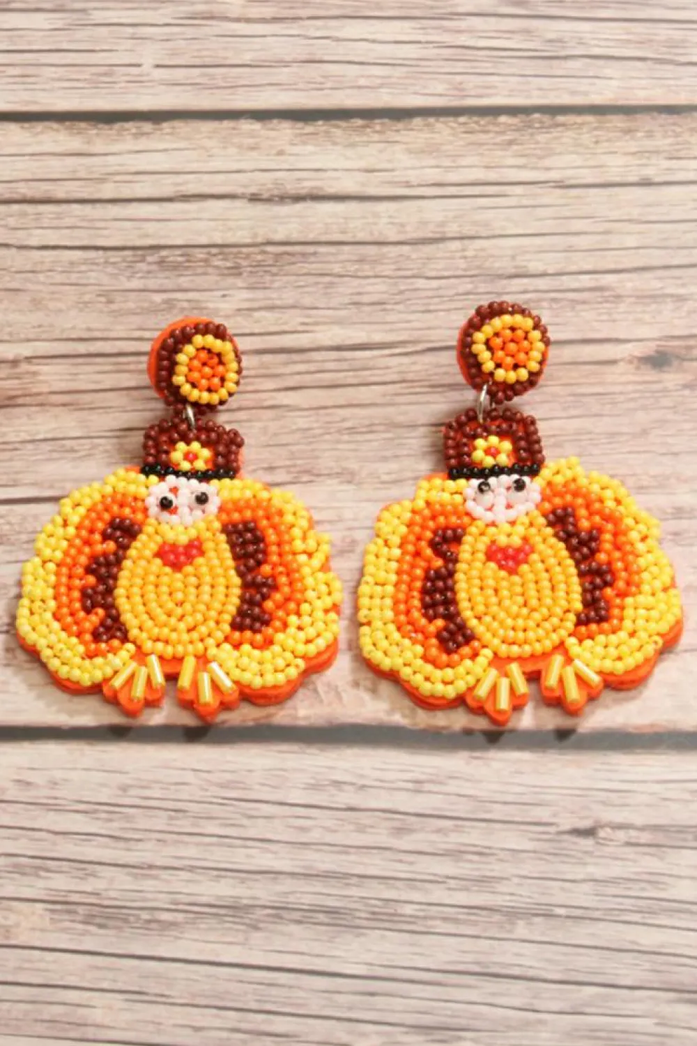 Online Dear-Lover Halloween Turkey Beaded Drop Earrings Yellow
