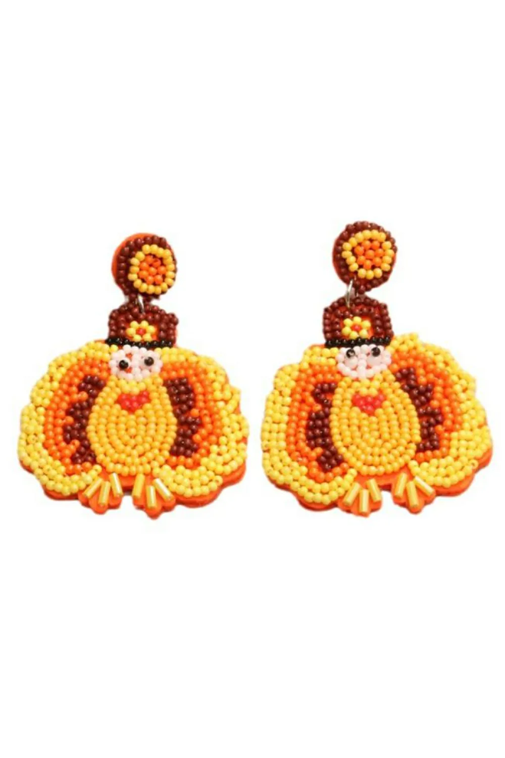 Online Dear-Lover Halloween Turkey Beaded Drop Earrings Yellow