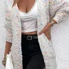 Online Dear-Lover Multicolor Confetti Open Front Knit Cardigan Yellow