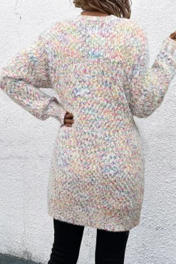 Online Dear-Lover Multicolor Confetti Open Front Knit Cardigan Yellow