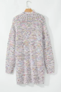 Online Dear-Lover Multicolor Confetti Open Front Knit Cardigan Yellow