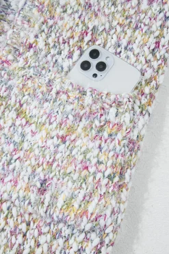 Online Dear-Lover Multicolor Confetti Open Front Knit Cardigan Yellow
