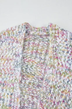 Online Dear-Lover Multicolor Confetti Open Front Knit Cardigan Yellow