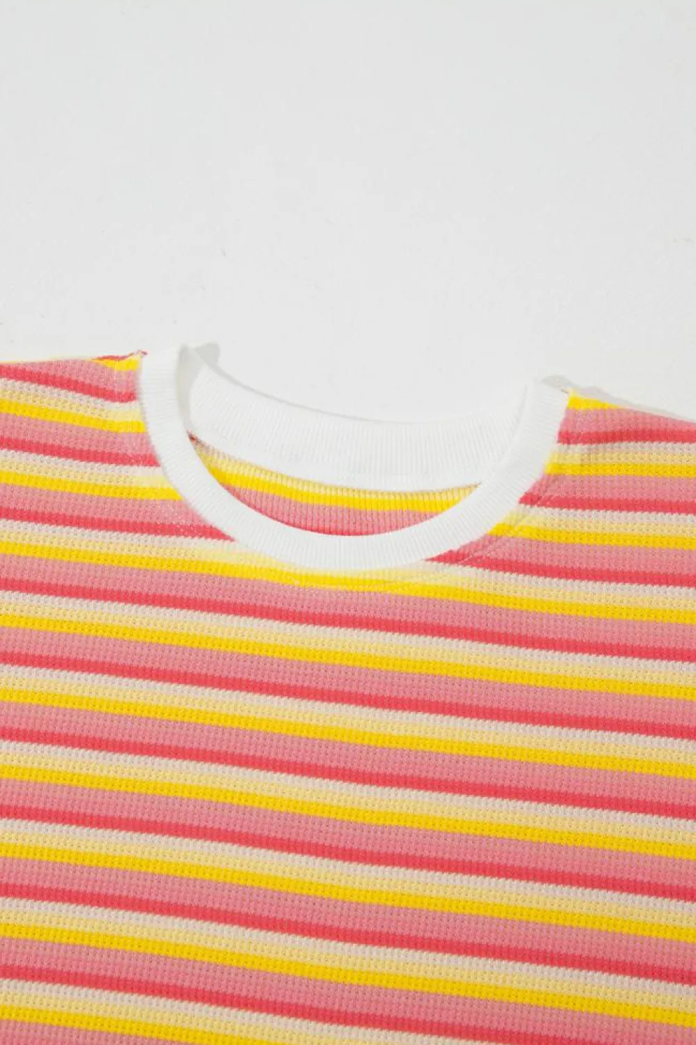 Sale Dear-Lover Rainbow Tee Tasseled String Wide Leg Pants Set Yellow Stripe